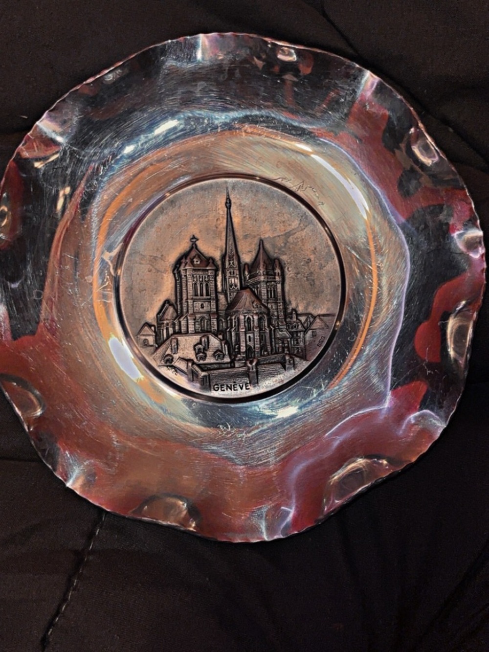 Vintage SIGG Switzerland Pewter Souvenir Plate 3D wall hanging